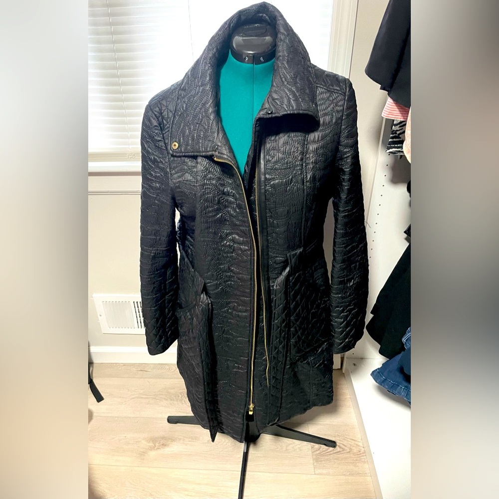 Via Spiga Italian Black Quilted Coat in Trench style